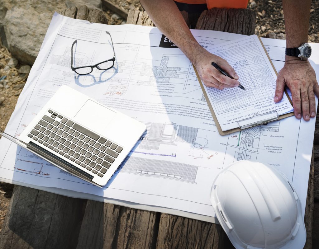 Site engineer on a construction site